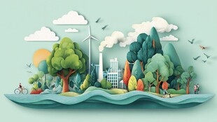 纸艺风的绿色生态城市景观