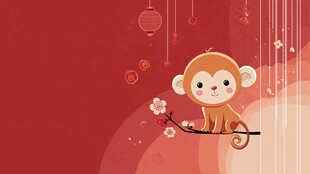 小猴闹春贺岁图