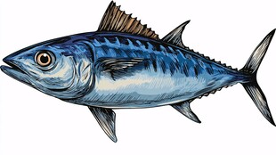 蓝色金枪鱼插画