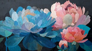 梦幻多彩花卉油画作品