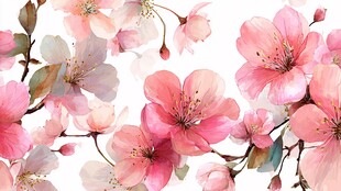 粉色烂漫樱花花卉图案