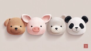 可爱动物头像装饰摆件