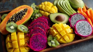 缤纷多彩的热带水果拼盘