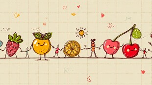 可爱水果手拉手欢乐场景