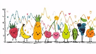 可爱水果排队量身高