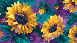 绚丽向日葵花卉图案背景