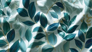 绿叶花纹布料特写