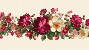 复古花卉图案花边装饰