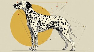 几何风格斑点狗插画