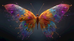 梦幻多彩蝴蝶展翅飞舞