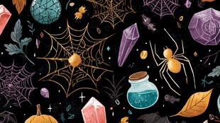 万圣节奇幻元素无缝图案