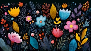 梦幻花卉插画 色彩斑斓世界