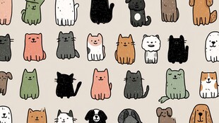 可爱猫狗卡通图案背景图