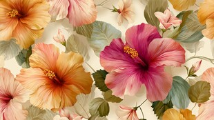 缤纷芙蓉花 唯美花卉图案