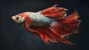 红尾银身暹罗斗鱼特写