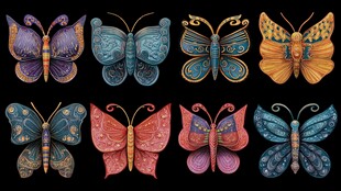 多彩精美蝴蝶图案集合
