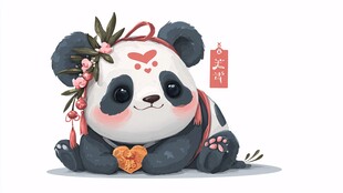 可爱熊猫贺新春送祝福