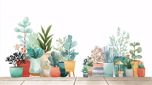 清新盆栽组合装点家居