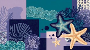 海洋元素拼贴插画