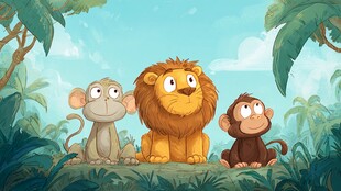 森林中狮猴的和谐画面