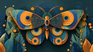 炫彩立体蝴蝶与植物景观