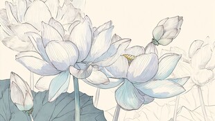 水墨风清雅荷花绽放图
