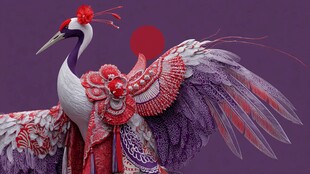 华丽国潮风仙鹤造型设计