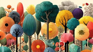 梦幻多彩的童话森林景观