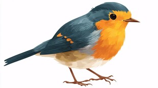 可爱彩色小鸟插画