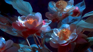 梦幻光影下的娇艳花朵