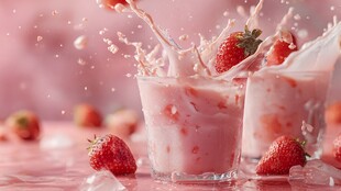 草莓奶昔飞溅的甜蜜瞬间