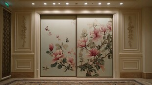 中式花卉背景墙 典雅大气