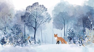 雪林中的红狐