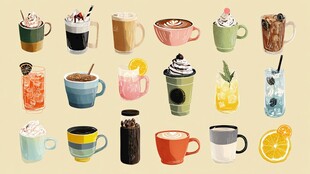 多彩饮品杯插画集合