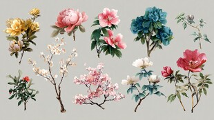 多彩花卉插画集合