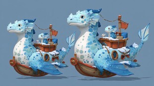 冰雪龙形船 奇幻风格设计