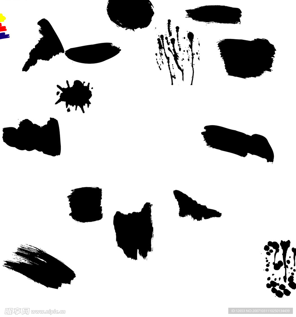 270个矢量(CD8)墨滴和笔刷