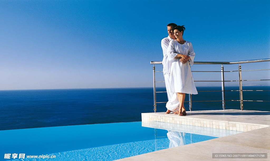 情侣，户外，大海