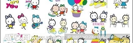 Kiki & Coco卡通形象矢量元素