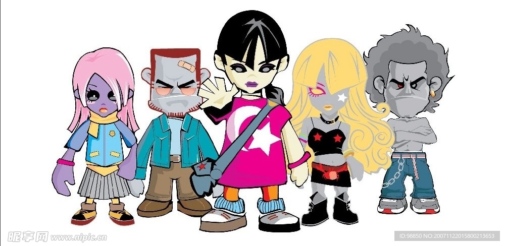 超酷个性街头Q版人物组合 共5个人物