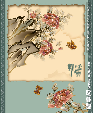 国画矢量-牡丹图ai cs12