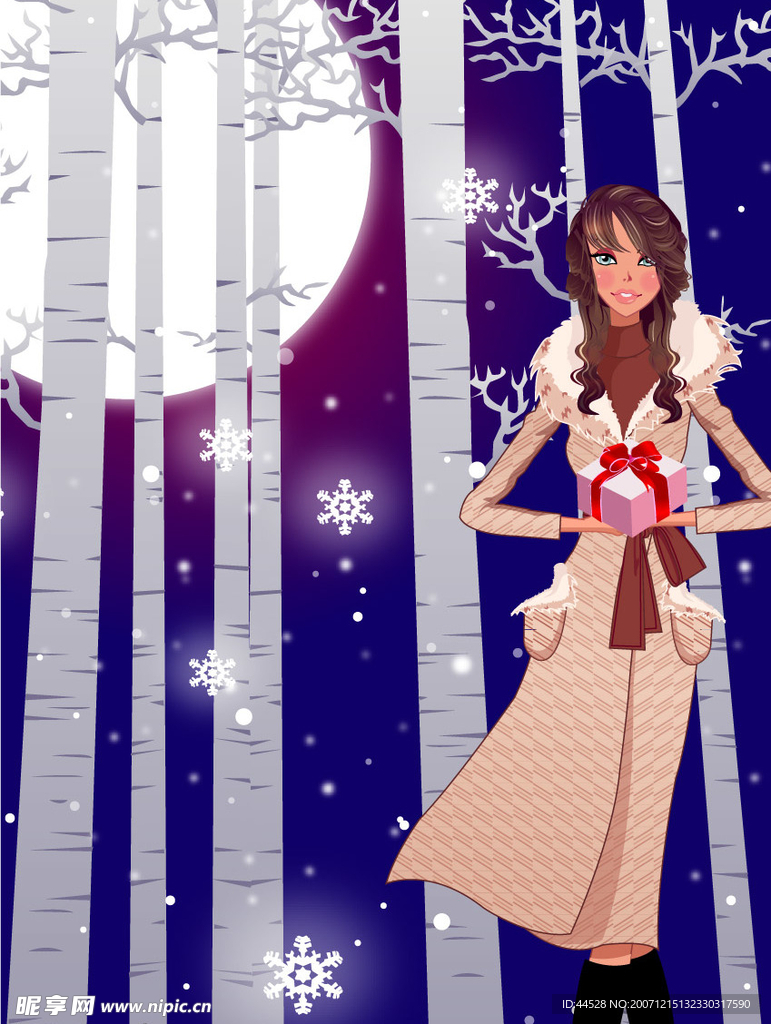 矢量圣诞精品女孩