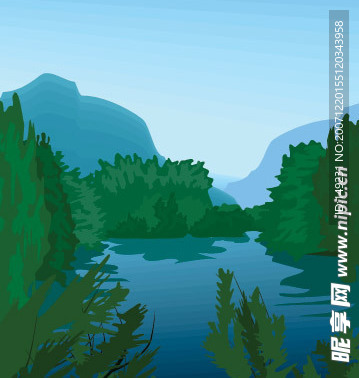 矢量的山水图画