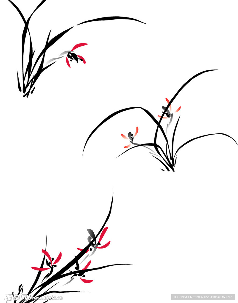 水墨效果矢量水仙花