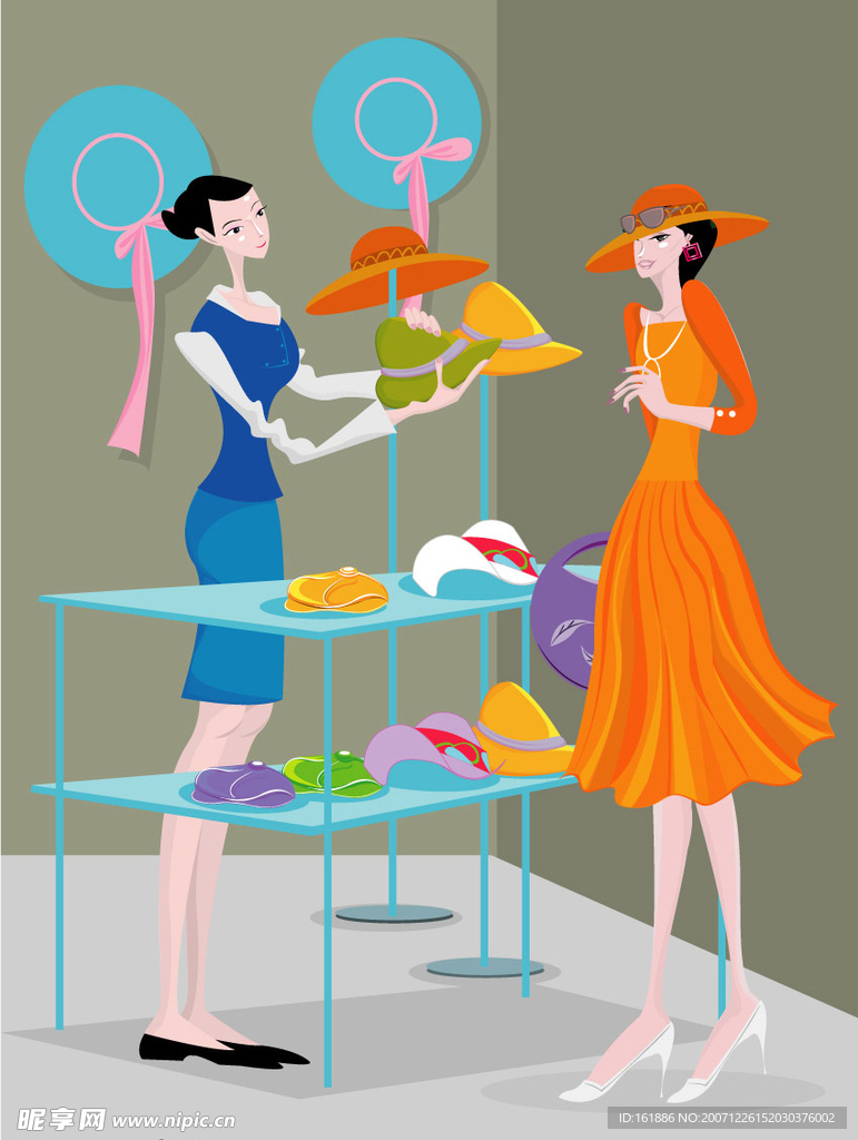 卡通 矢量 购物 女孩儿