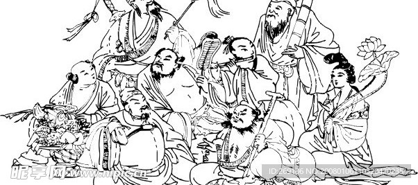 古画八仙
