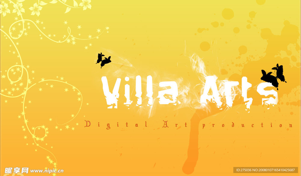 橘黄色花纹背景