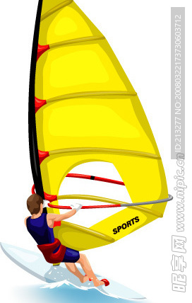 帆船运动的男青年