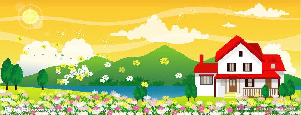 漂亮矢量田园风光