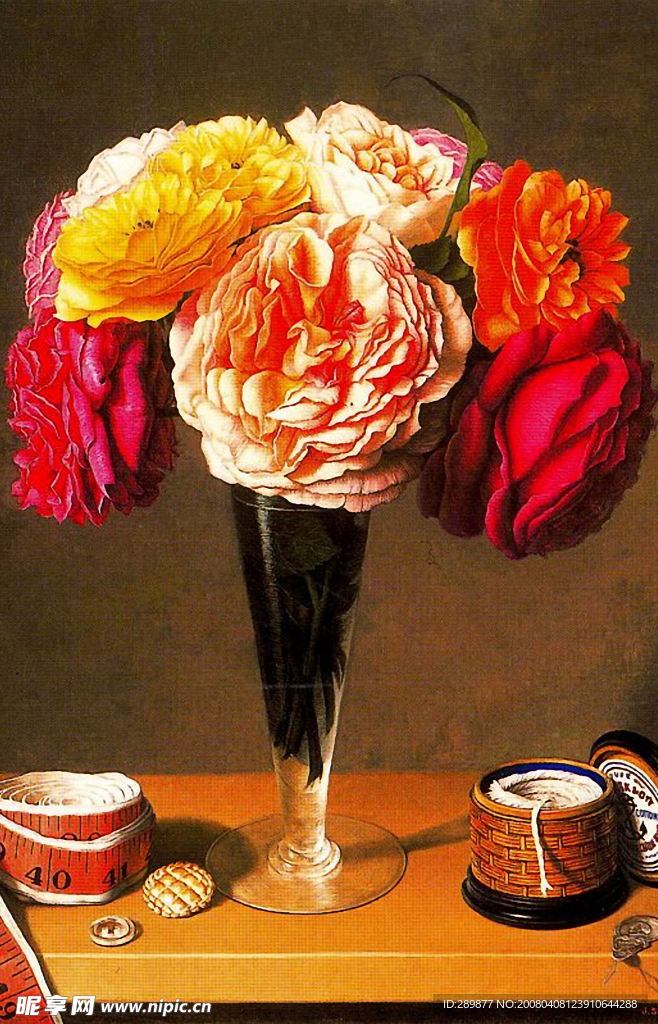 油画静物  花